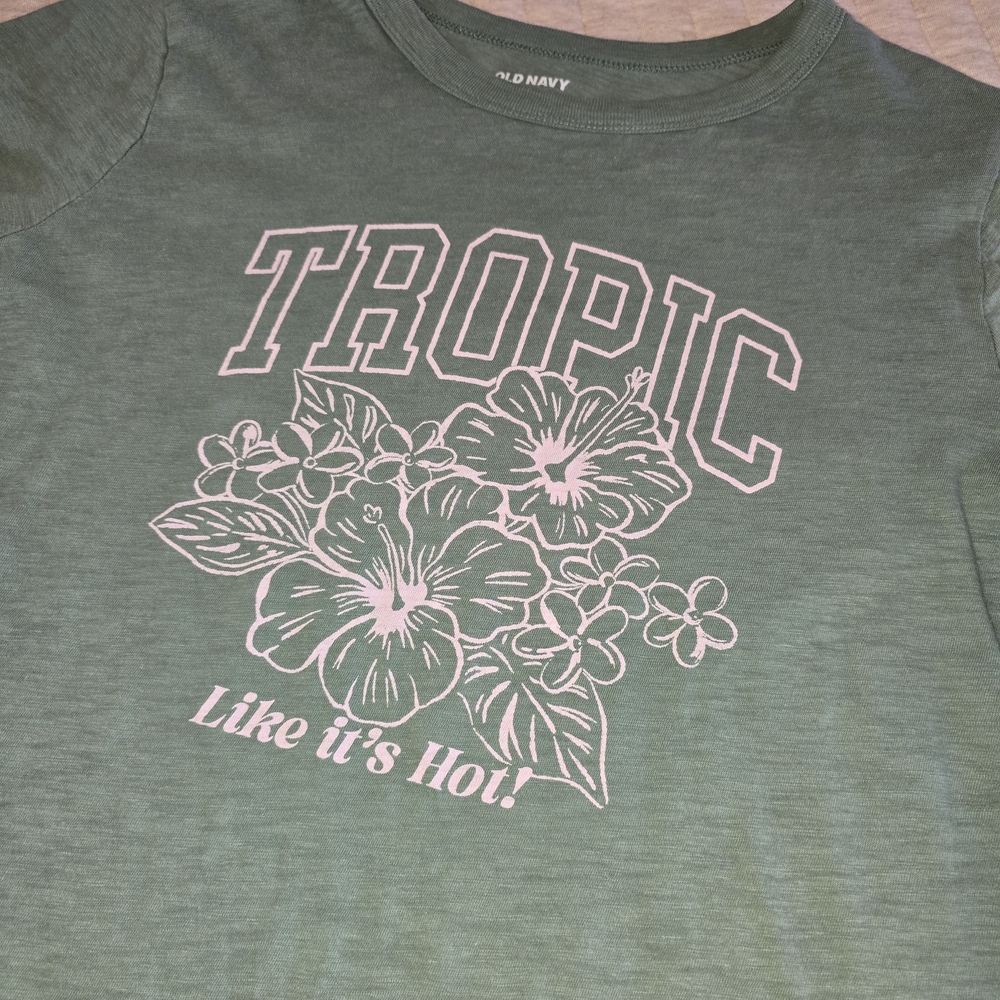 Old Navy Green Tropic Graphic Tee Size Large - Picture 2 of 4